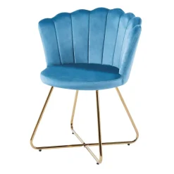 Outlet Wohnen Blaue Samtstühle mit Muschel Design Lehne - Candelcero (2er Set)