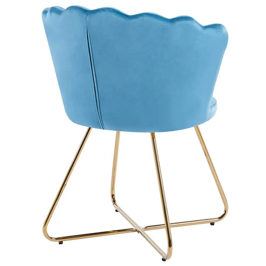 Outlet Wohnen Blaue Samtstühle mit Muschel Design Lehne - Candelcero (2er Set)