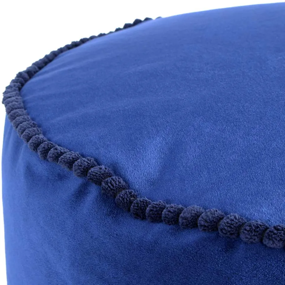 Hot Wohnen Blauer Samt Pouf in runder Form - Briotova