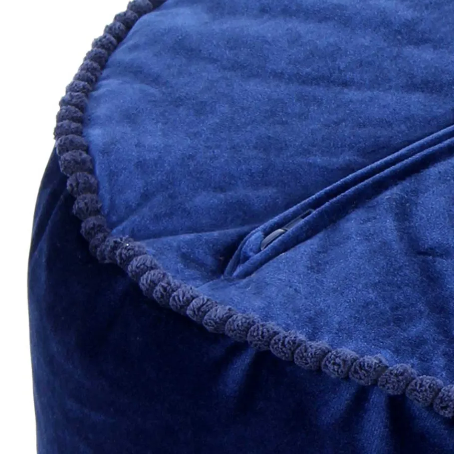 Hot Wohnen Blauer Samt Pouf in runder Form - Briotova