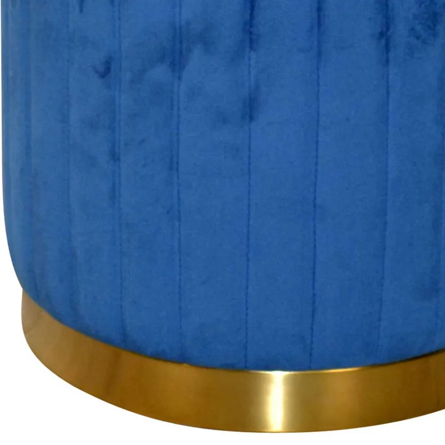 Clearance Wohnen Blauer Samthocker auf Sockel - Abelonia