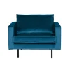 New Wohnen Blauer Samt-Sessel Cumagon im Retrostil