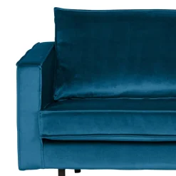 New Wohnen Blauer Samt-Sessel Cumagon im Retrostil