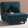Outlet Wohnen Blauer Schlafsessel mit Flachgewebe Stoffbezug - Tirenaso