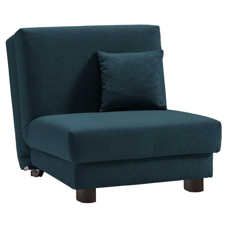 Outlet Wohnen Blauer Schlafsessel mit Flachgewebe Stoffbezug - Tirenaso