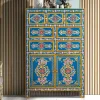 Outlet Wohnen Blaues Highboard mit farbenfrohen floralen Mustern - Vonika