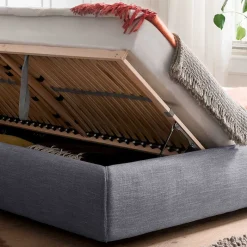 Discount Wohnen Blaues Polsterbett komplett mit Matratzen TTF - Sunset
