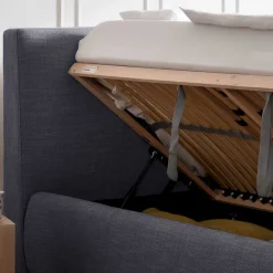 Discount Wohnen Blaues Polsterbett komplett mit Matratzen TTF - Sunset