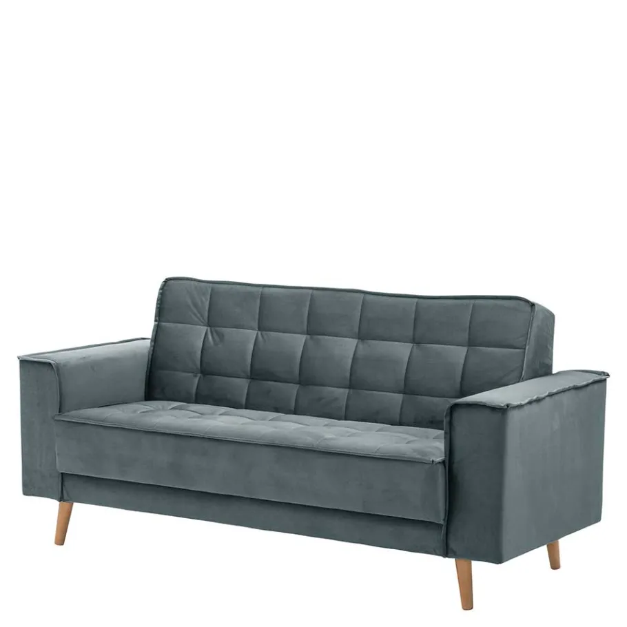 Hot Wohnen Blaugraue Couch aus Samtvelours - Lymeca
