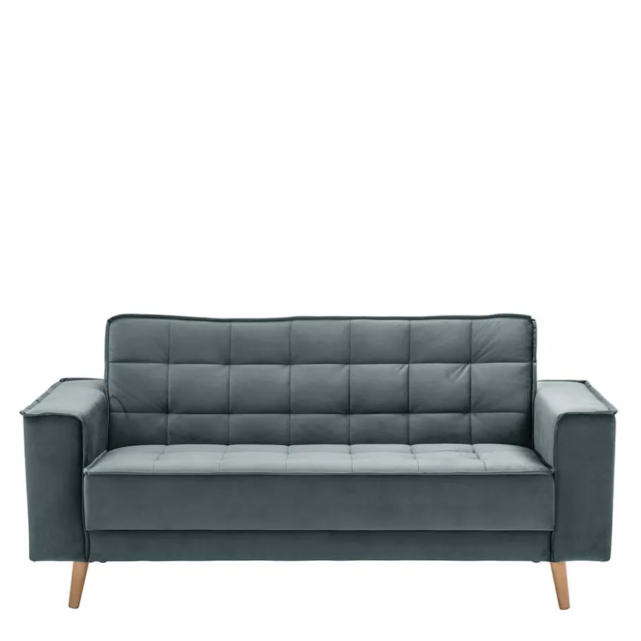 Hot Wohnen Blaugraue Couch aus Samtvelours - Lymeca
