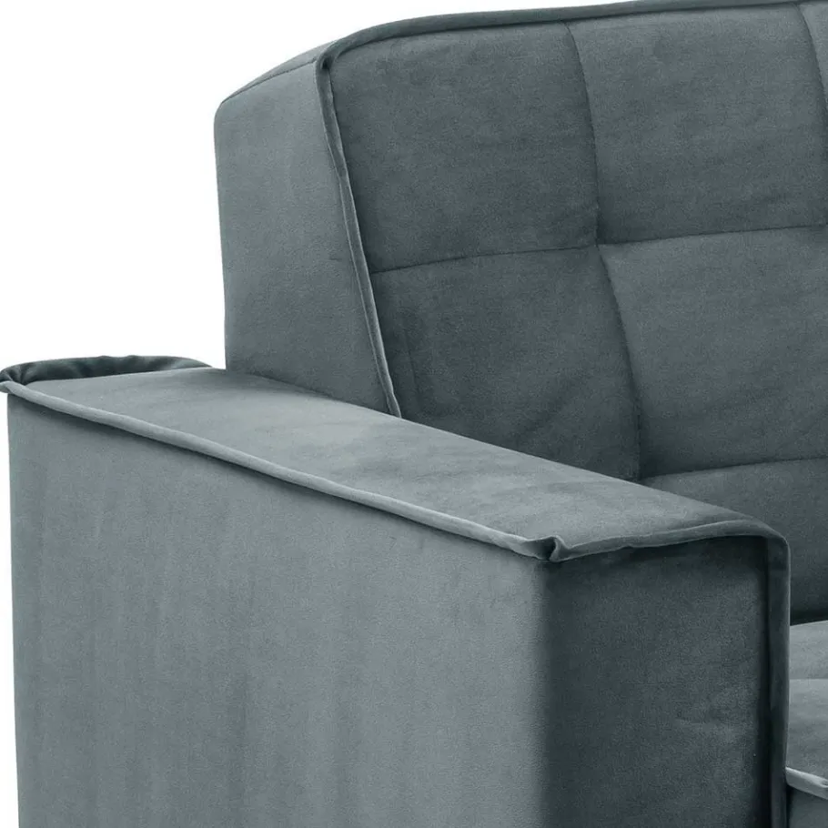 Hot Wohnen Blaugraue Couch aus Samtvelours - Lymeca