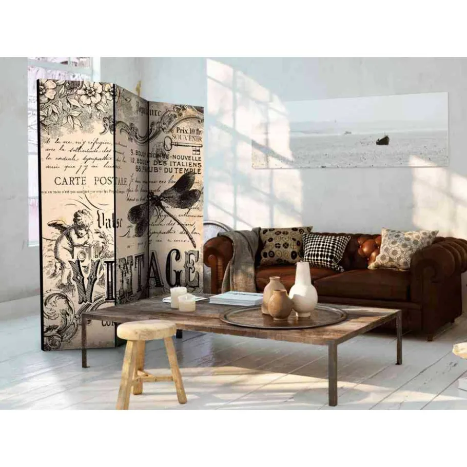 Clearance Wohnen Blickdichter Paravent mit Vintage Motiv - Havanna