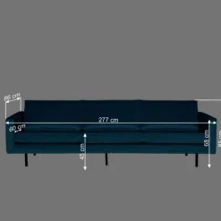 Hot Wohnen Blue Velvet Sofa 3-Sitzer Cumagon im Retrostil