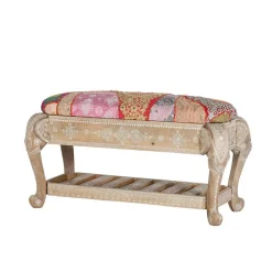 Hot Wohnen Boho Polsterbank in Holz White Wash - Sorellas