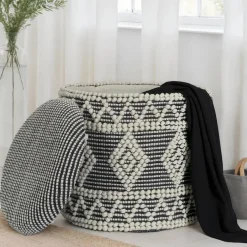 Clearance Wohnen Boho Polsterhocker aus Wolle Webstoff - Fiodor