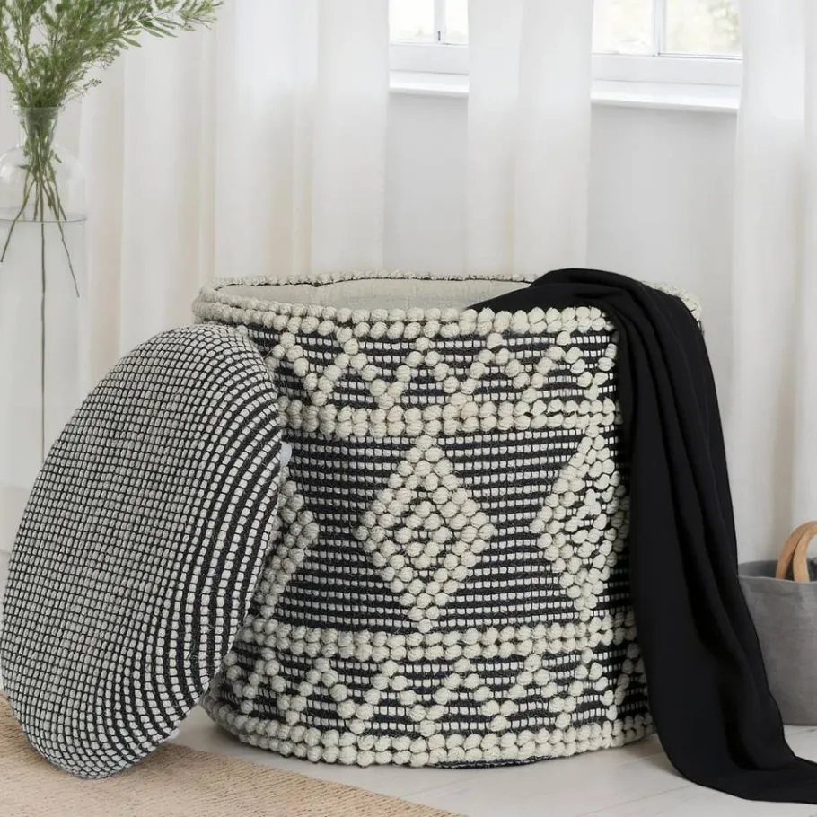 Clearance Wohnen Boho Polsterhocker aus Wolle Webstoff - Fiodor
