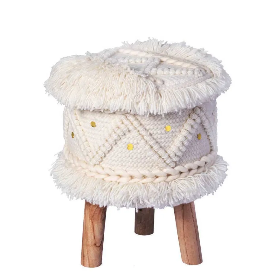 Sale Wohnen Boho Style Hocker in Cremeweiß - Puertos