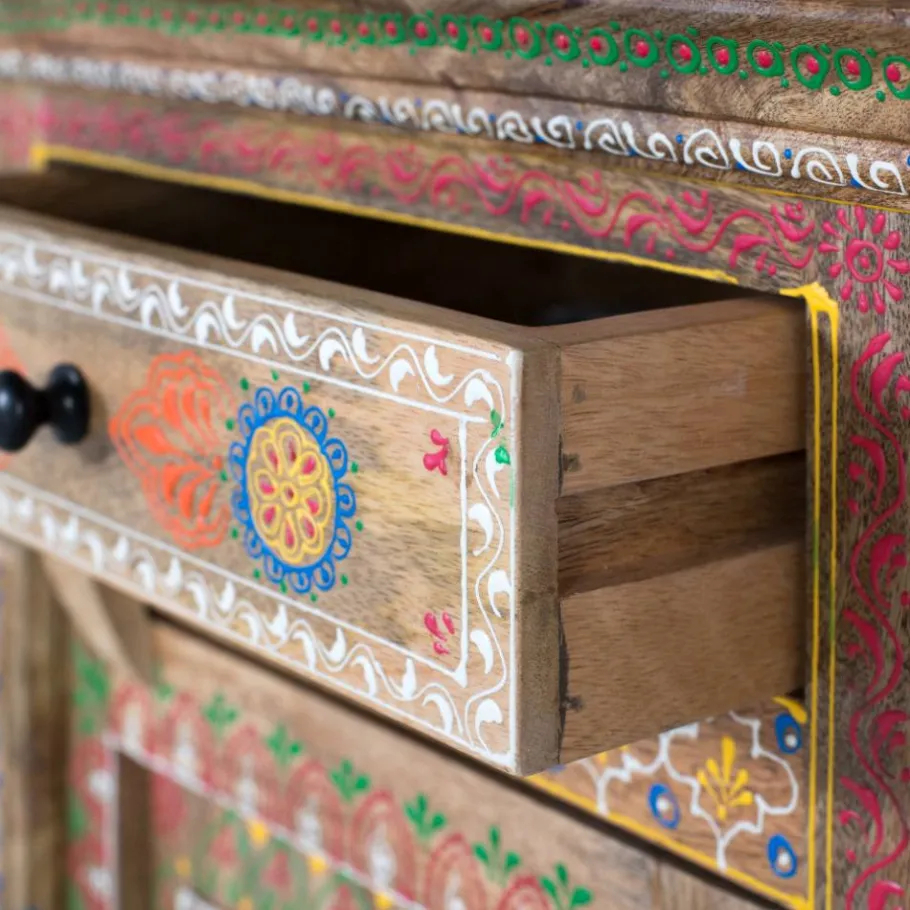 Wohnen Boho Style Nachtschrank aus Mangoholz - Klapan