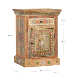 Wohnen Boho Style Nachtschrank aus Mangoholz - Klapan