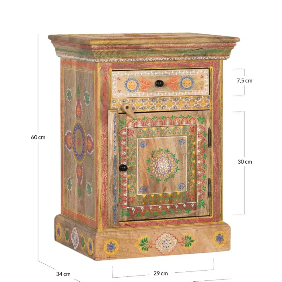 Wohnen Boho Style Nachtschrank aus Mangoholz - Klapan