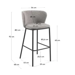 Wohnen Boucle Barstühle mit 65 cm Sitzhöhe - Lucaz (2er Set)