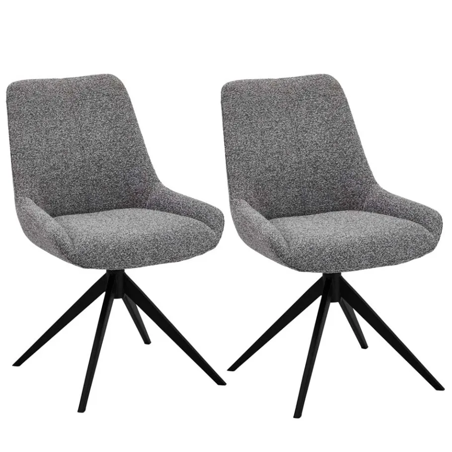 New Wohnen Boucle Drehstuhl in Grau - Usedita (2er Set)