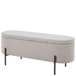 New Wohnen Boucle Polsterbank in Oval mit Stauraum - Buryas
