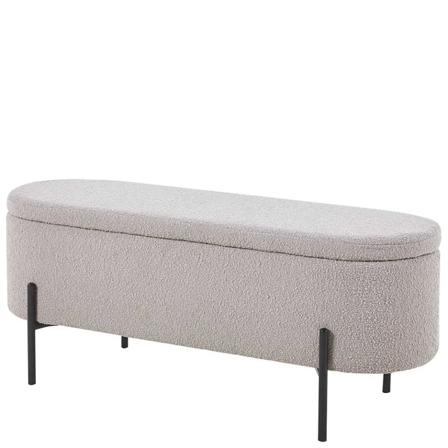 New Wohnen Boucle Polsterbank in Oval mit Stauraum - Buryas