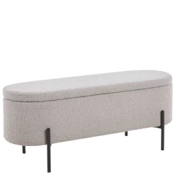 New Wohnen Boucle Polsterbank in Oval mit Stauraum - Buryas