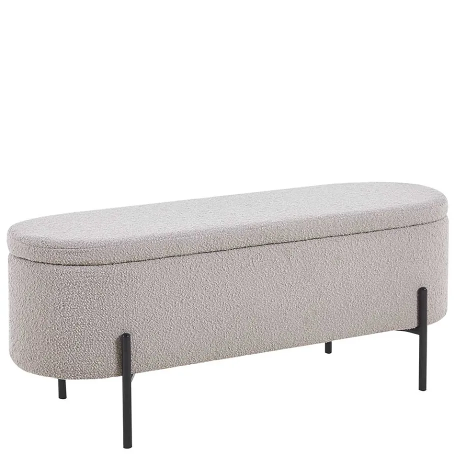 New Wohnen Boucle Polsterbank in Oval mit Stauraum - Buryas