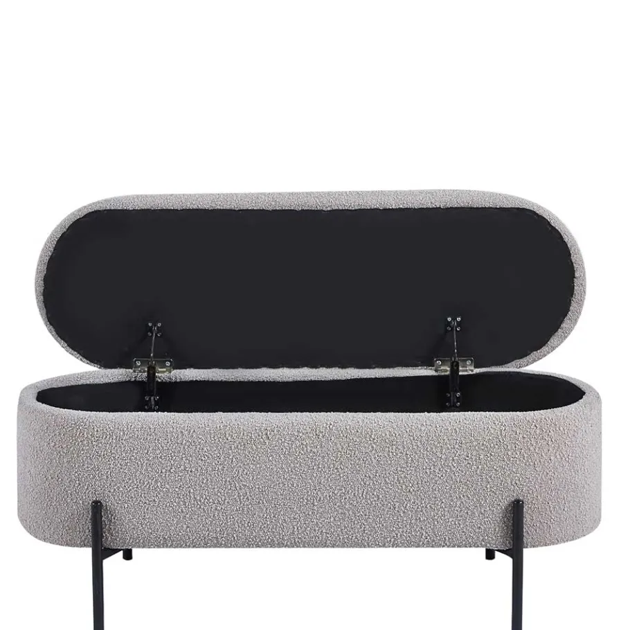 New Wohnen Boucle Polsterbank in Oval mit Stauraum - Buryas