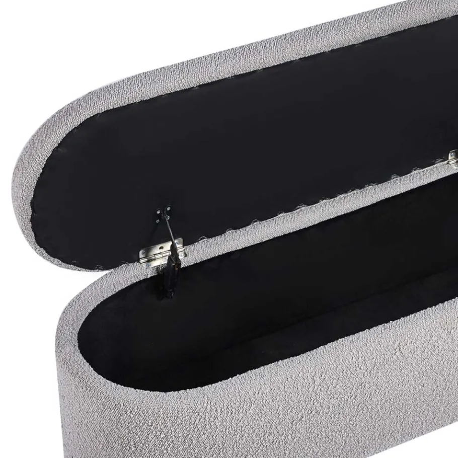 New Wohnen Boucle Polsterbank in Oval mit Stauraum - Buryas