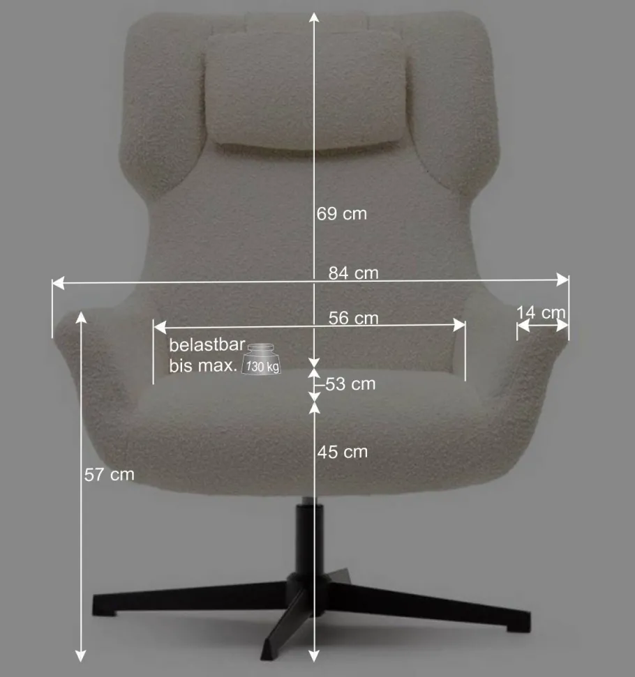 Wohnen Boucle Polstersessel mit Drehgestell - Cacillo