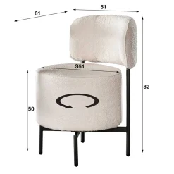 New Wohnen Boucle Polsterstuhl in Weiß - Tondo