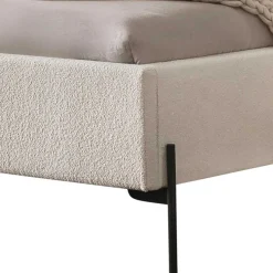 Online Wohnen Boucle Stoffbett in Creme Weiß - Fontana