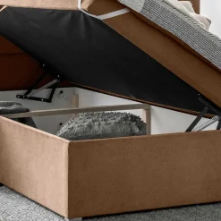Wohnen Boxbett in Hellbraun Samt-Bezug - Langton