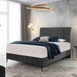 New Wohnen Boxspring Bett in Dunkelgrau Velours - Gaddy