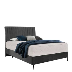 New Wohnen Boxspring Bett in Dunkelgrau Velours - Gaddy