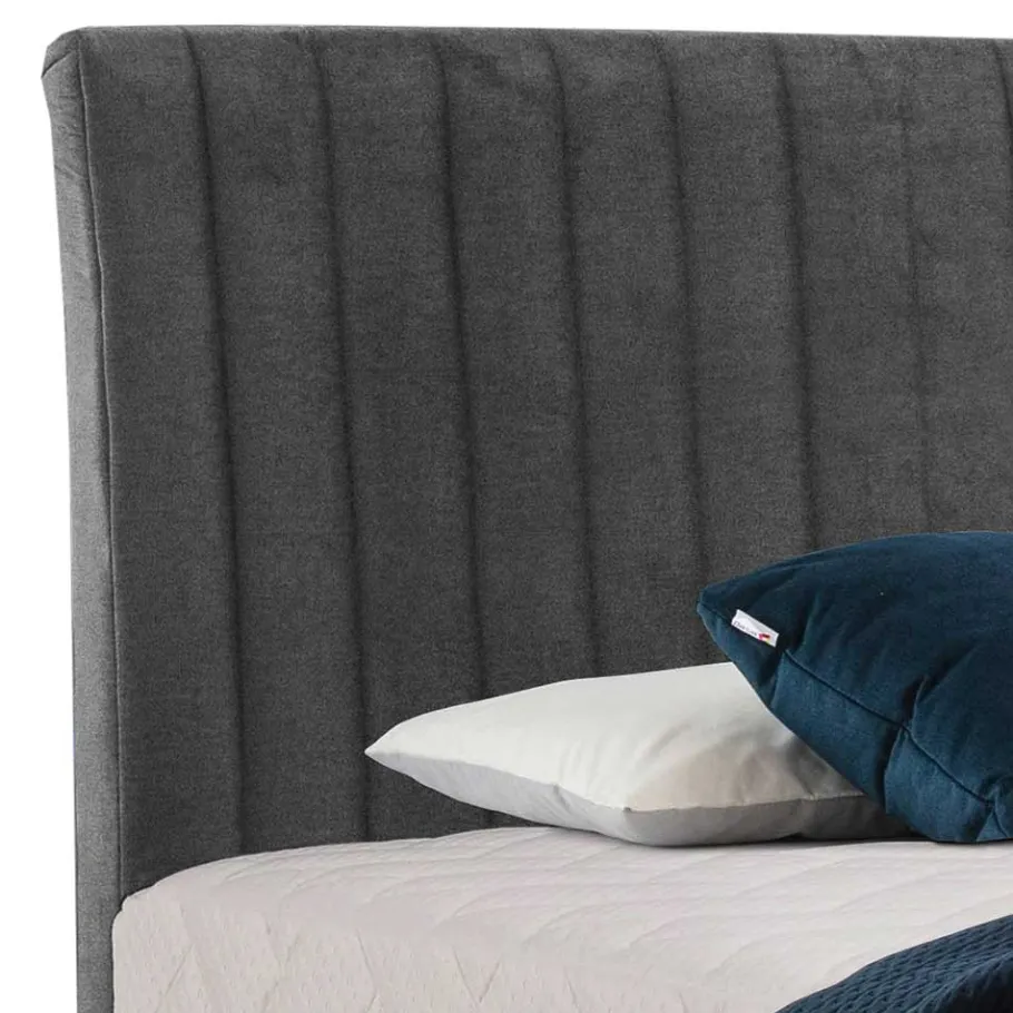 New Wohnen Boxspring Bett in Dunkelgrau Velours - Gaddy