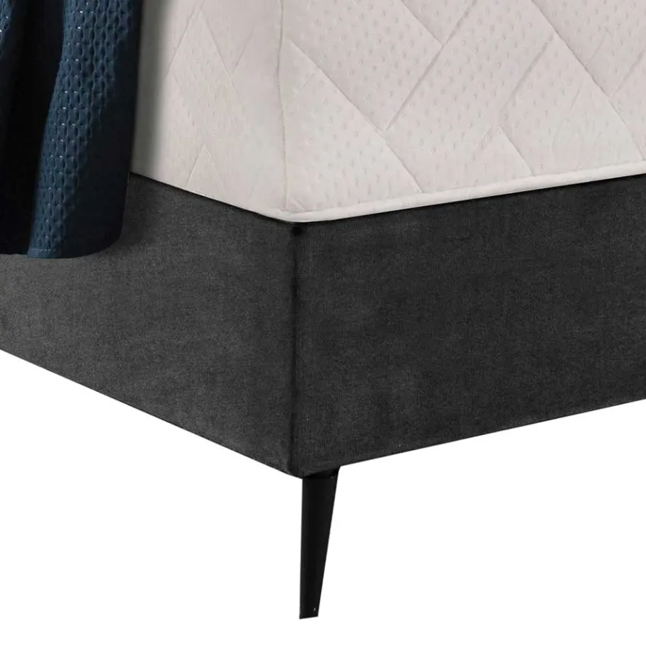 New Wohnen Boxspring Bett in Dunkelgrau Velours - Gaddy