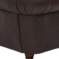 Discount Wohnen Brauner Chesterfieldsessel mit Lederbezug - Pluna