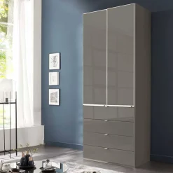 New Wohnen Brauner Kombi-Kleiderschrank 100 cm breit - Madita