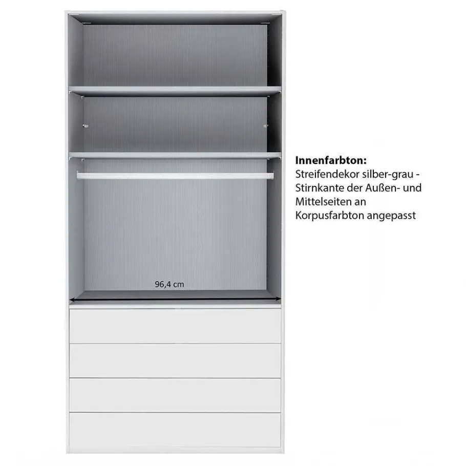 New Wohnen Brauner Kombi-Kleiderschrank 100 cm breit - Madita