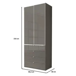New Wohnen Brauner Kombi-Kleiderschrank 100 cm breit - Madita
