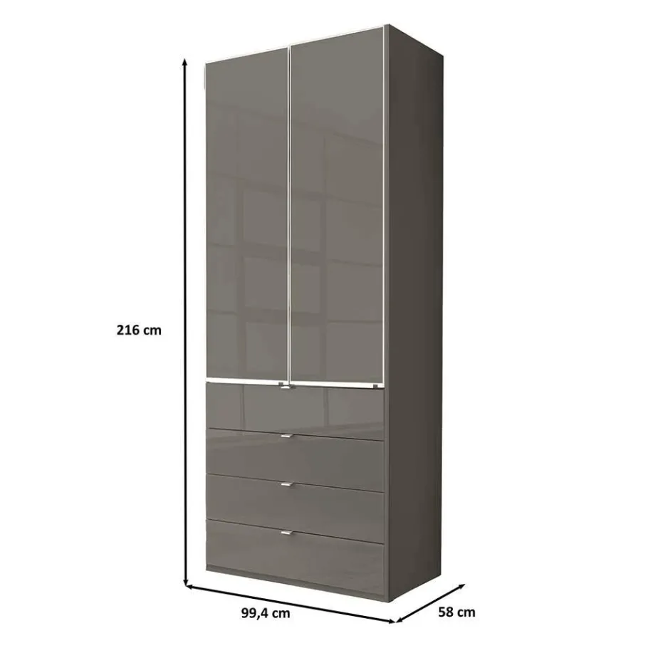 New Wohnen Brauner Kombi-Kleiderschrank 100 cm breit - Madita