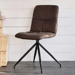 Sale Wohnen Brauner Polsterstuhl im Retro Design Pluggia mit Microfaser Bezug (2er Set)