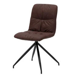 Sale Wohnen Brauner Polsterstuhl im Retro Design Pluggia mit Microfaser Bezug (2er Set)