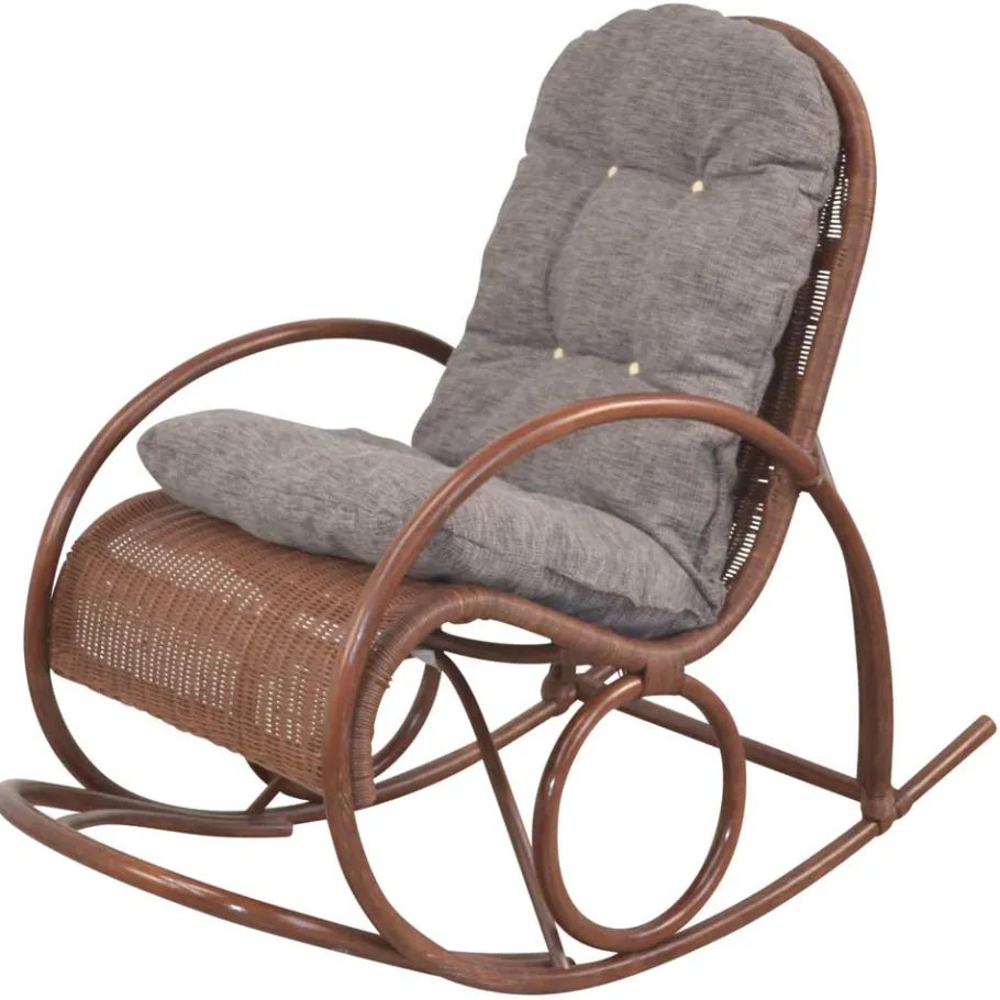 Clearance Wohnen Brauner Schaukelstuhl aus lackiertem Rattan - Asalion