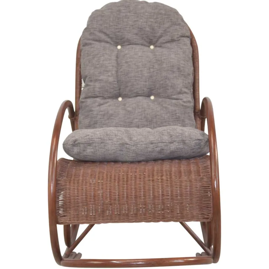 Clearance Wohnen Brauner Schaukelstuhl aus lackiertem Rattan - Asalion