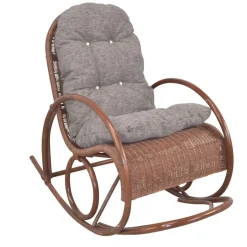 Clearance Wohnen Brauner Schaukelstuhl aus lackiertem Rattan - Asalion